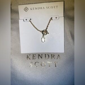 BNWT Kendra Scott Daphne Pavé&Stone Pendant in White & Gold Necklace, 16-19" $70